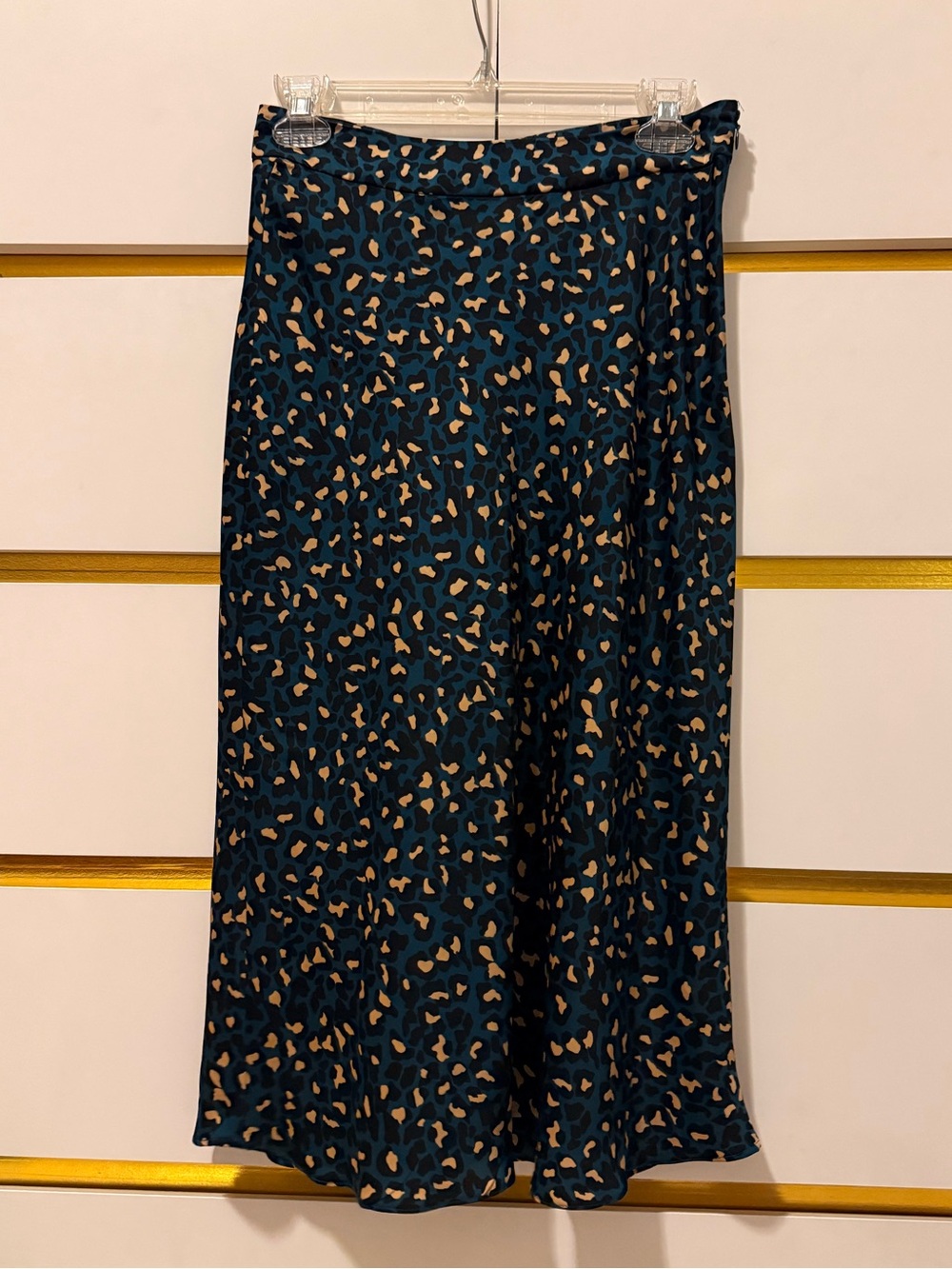 BCBGeneration Teal Leopard Print Midi Skirt - Size 2